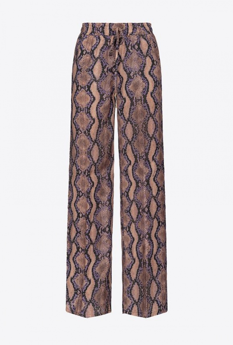 Pinko Palazzo Trousers With Snake Motif Hnědé Fialové | SN-PKO33894