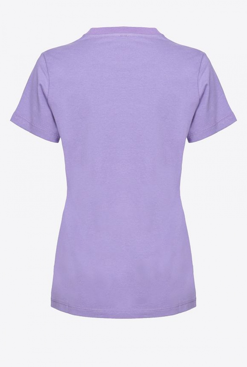 Pinko Pinko-print T-shirt Fialové | SN-PKO33344