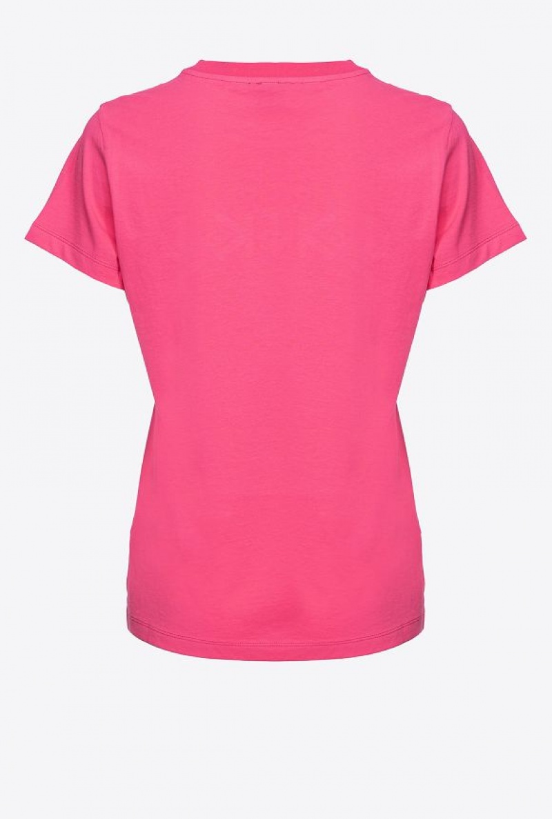 Pinko Pinko-print T-shirt Růžové | SN-PKO33313