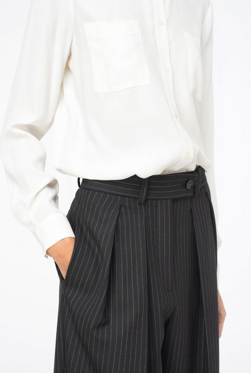 Pinko Pinstriped Palazzo Trousers Černé Bílé | SN-PKO33792