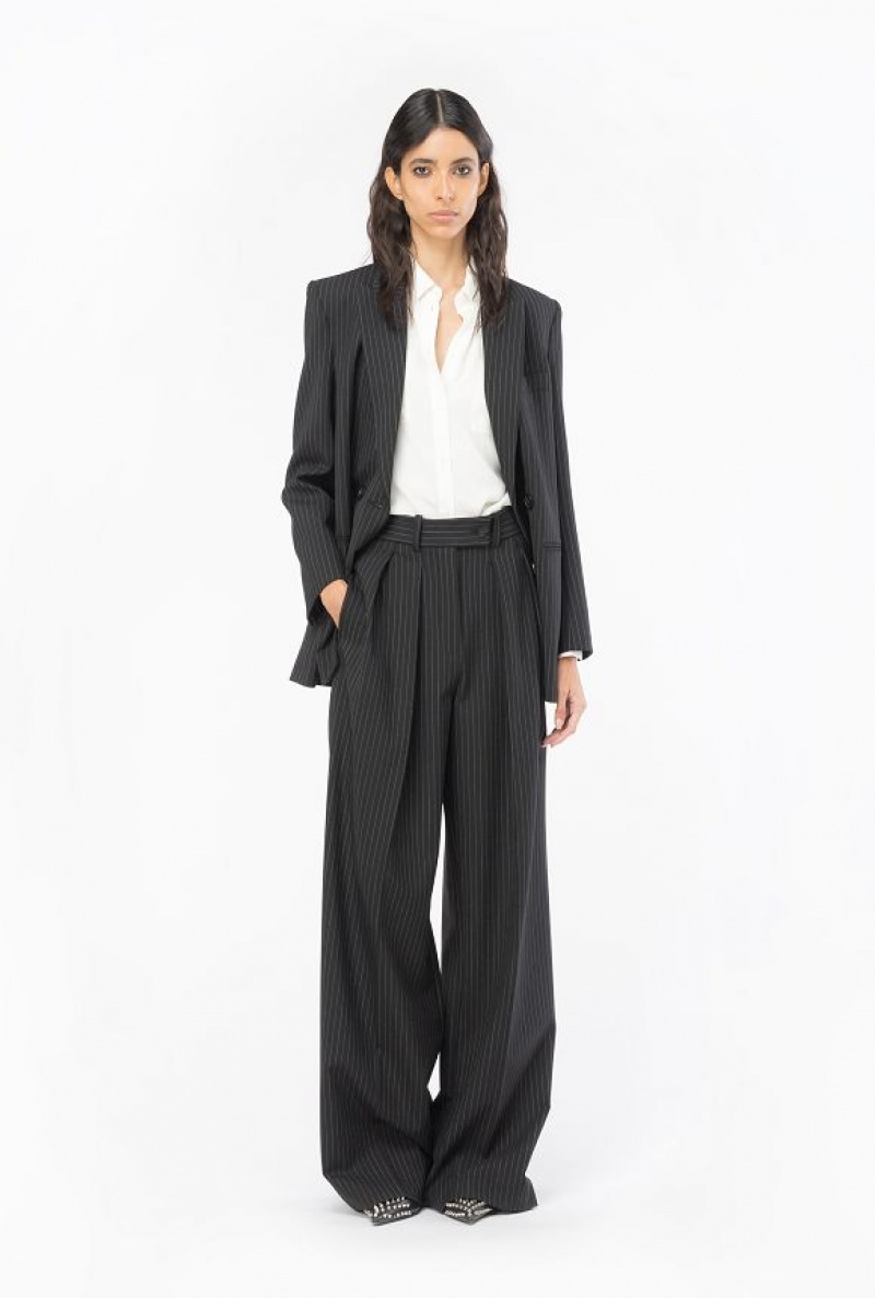 Pinko Pinstriped Palazzo Trousers Černé Bílé | SN-PKO33980