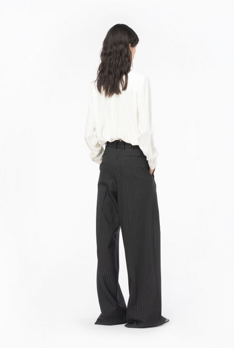 Pinko Pinstriped Palazzo Trousers Černé Bílé | SN-PKO33980