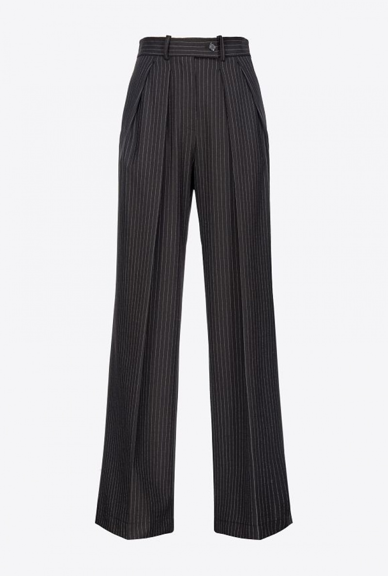 Pinko Pinstriped Palazzo Trousers Černé Bílé | SN-PKO33980