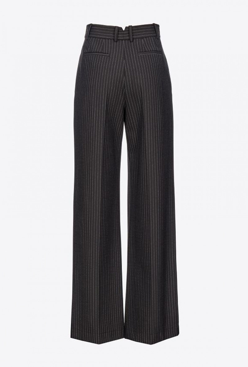 Pinko Pinstriped Palazzo Trousers Černé Bílé | SN-PKO33980
