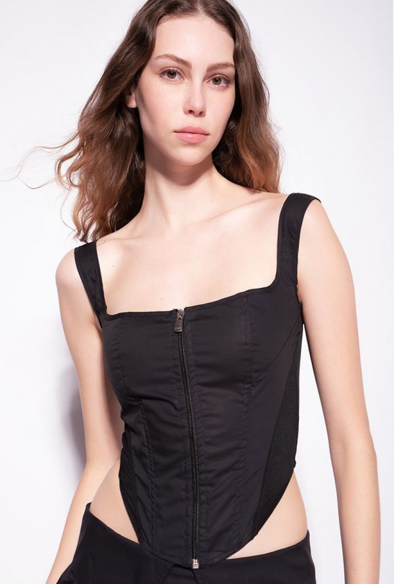 Pinko Poplin Bustier Černé | SN-PKO33256