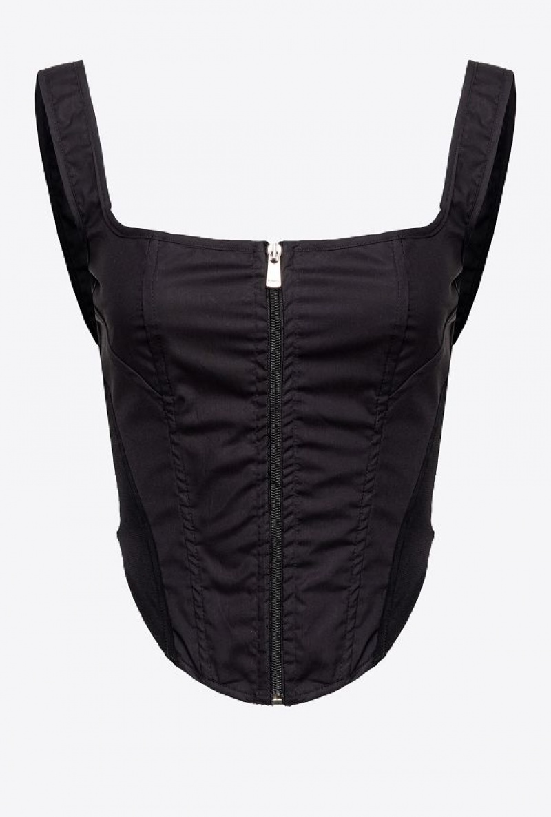 Pinko Poplin Bustier Černé | SN-PKO33256