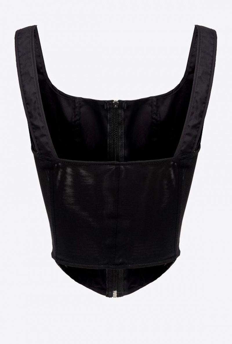 Pinko Poplin Bustier Černé | SN-PKO33256