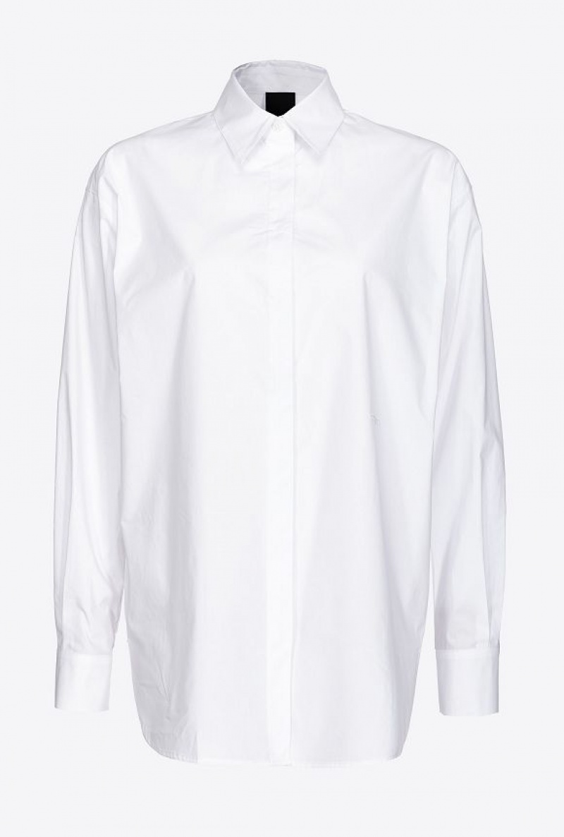 Pinko Poplin Shirt Bílé | SN-PKO33167