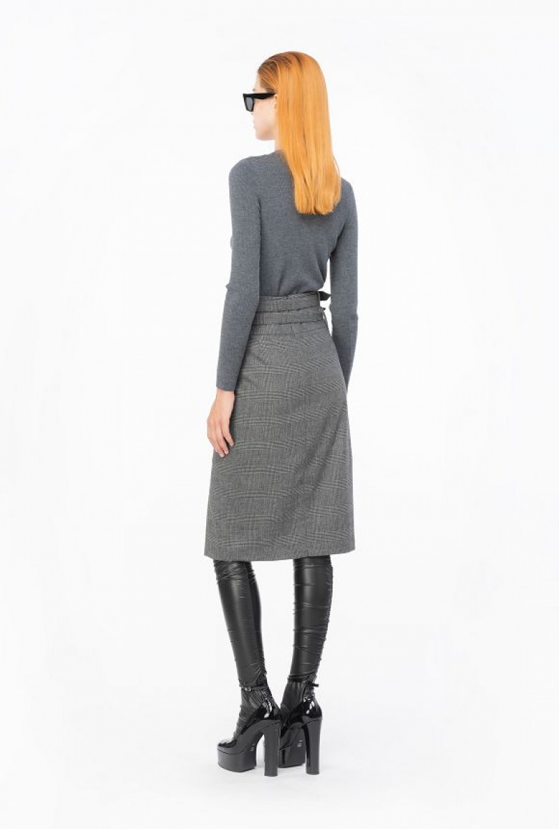Pinko Prince-of-wales Calf-length Skirt Šedé Černé | SN-PKO33908
