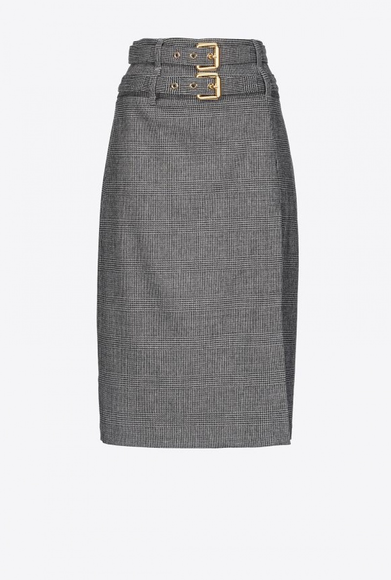 Pinko Prince-of-wales Calf-length Skirt Šedé Černé | SN-PKO33908