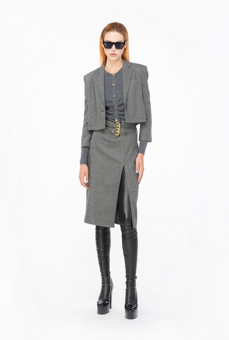 Pinko Prince-of-wales Calf-length Skirt Šedé Černé | SN-PKO33908