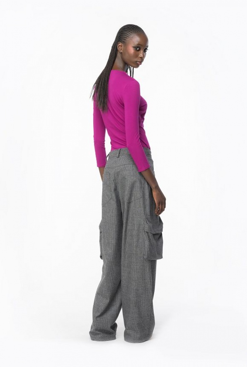 Pinko Prince-of-wales Flannel Cargo Trousers Šedé Černé | SN-PKO33798