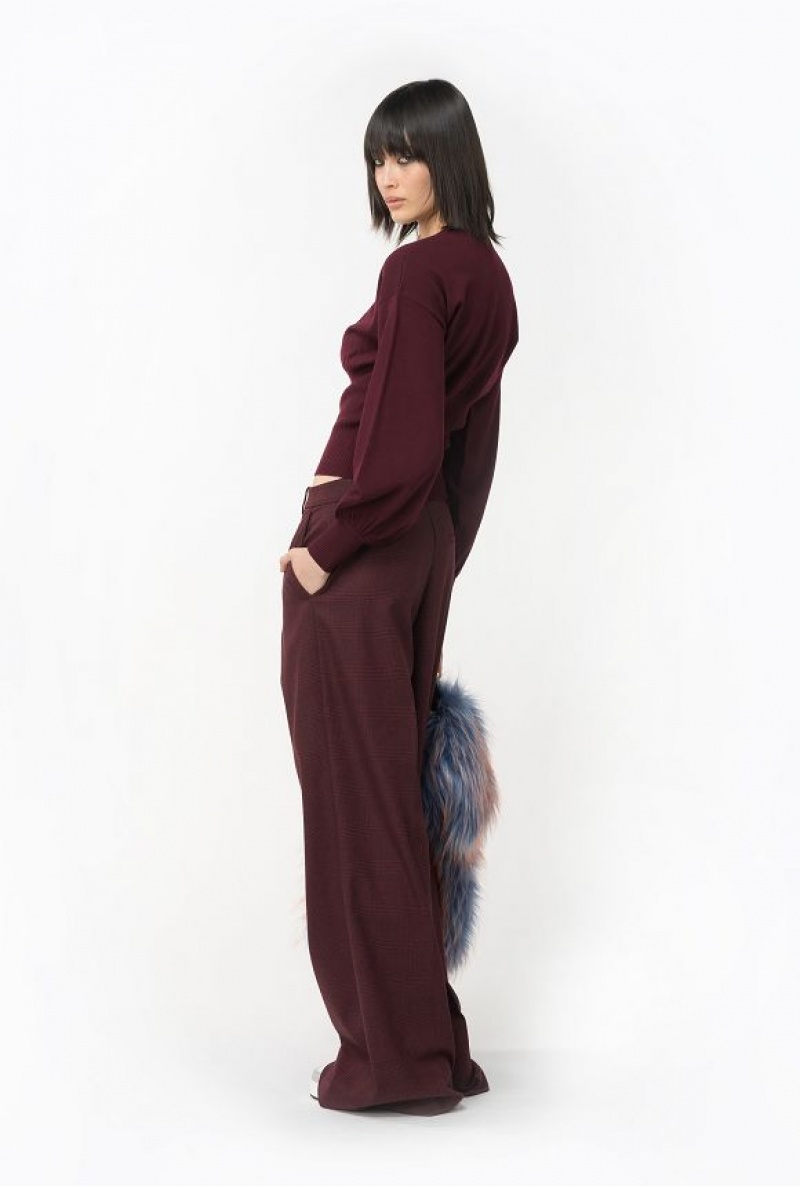 Pinko Prince-of-wales Flannel Palazzo Trousers Vínové Černé | SN-PKO33837