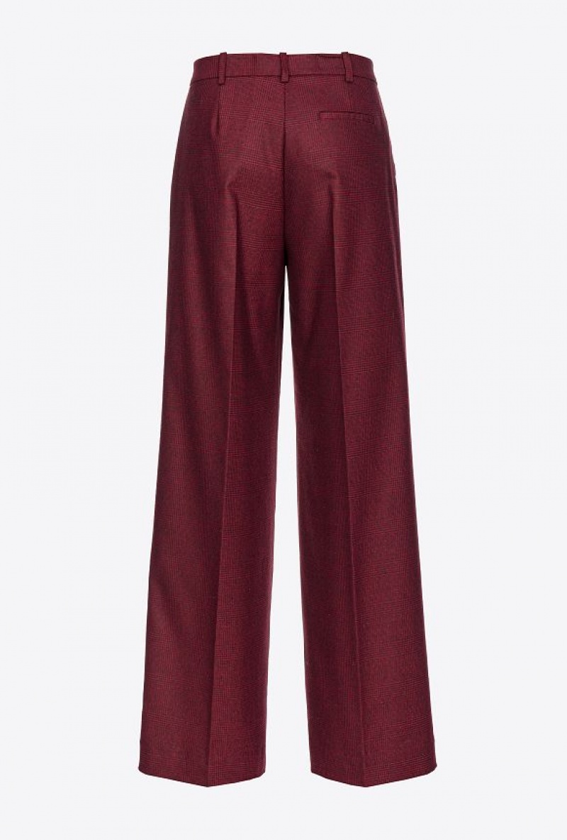 Pinko Prince-of-wales Flannel Palazzo Trousers Vínové Černé | SN-PKO33837