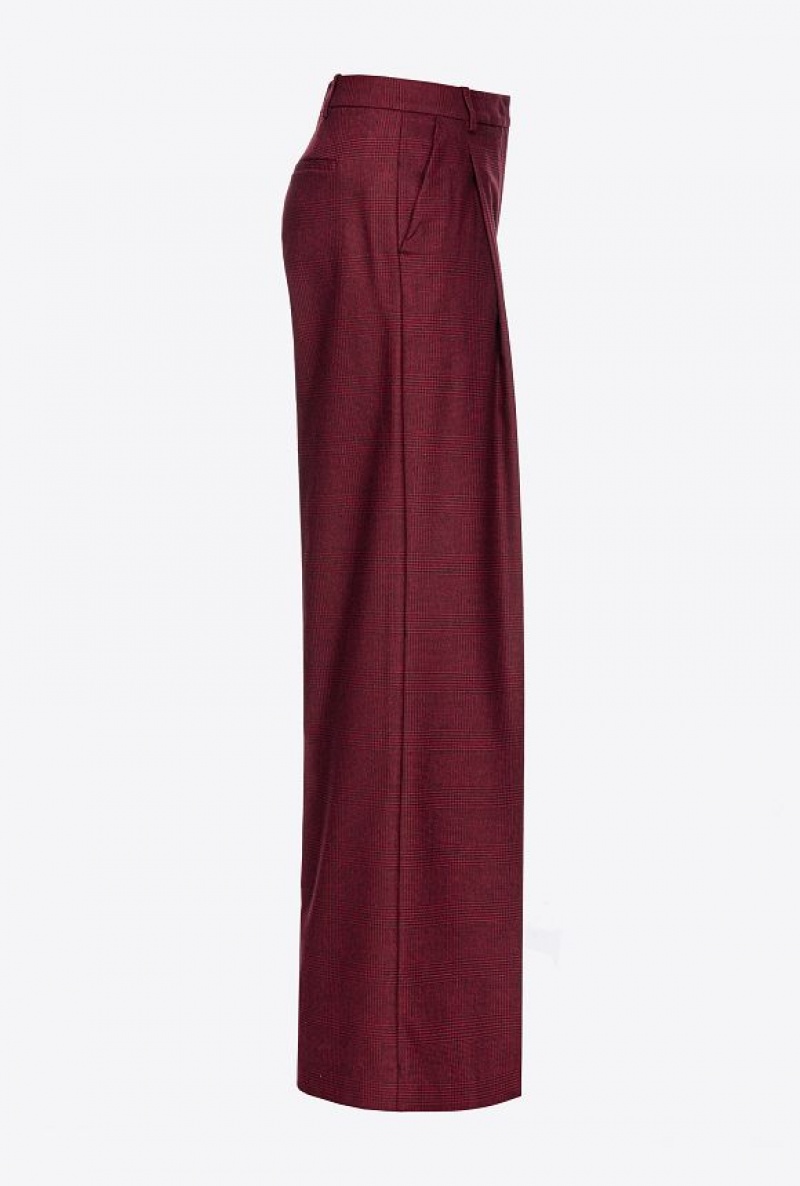 Pinko Prince-of-wales Flannel Palazzo Trousers Vínové Černé | SN-PKO33837