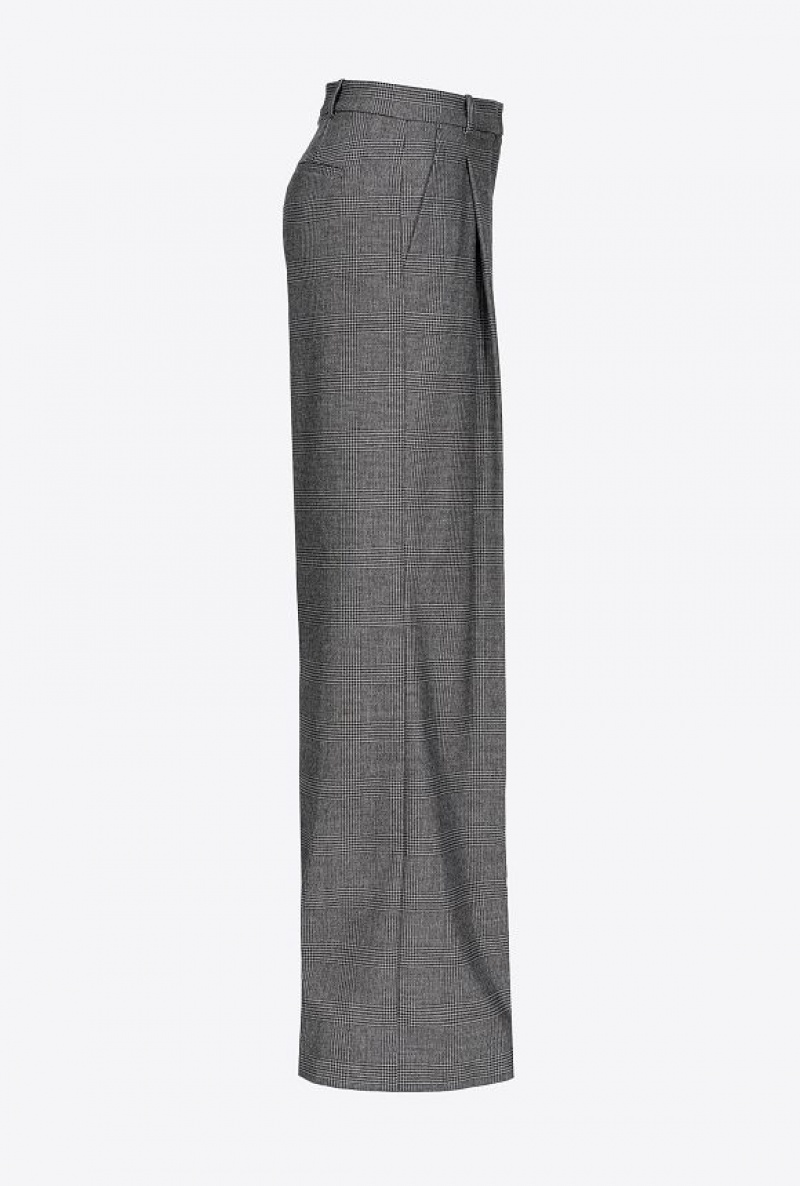 Pinko Prince-of-wales Flannel Palazzo Trousers Šedé Černé | SN-PKO33909