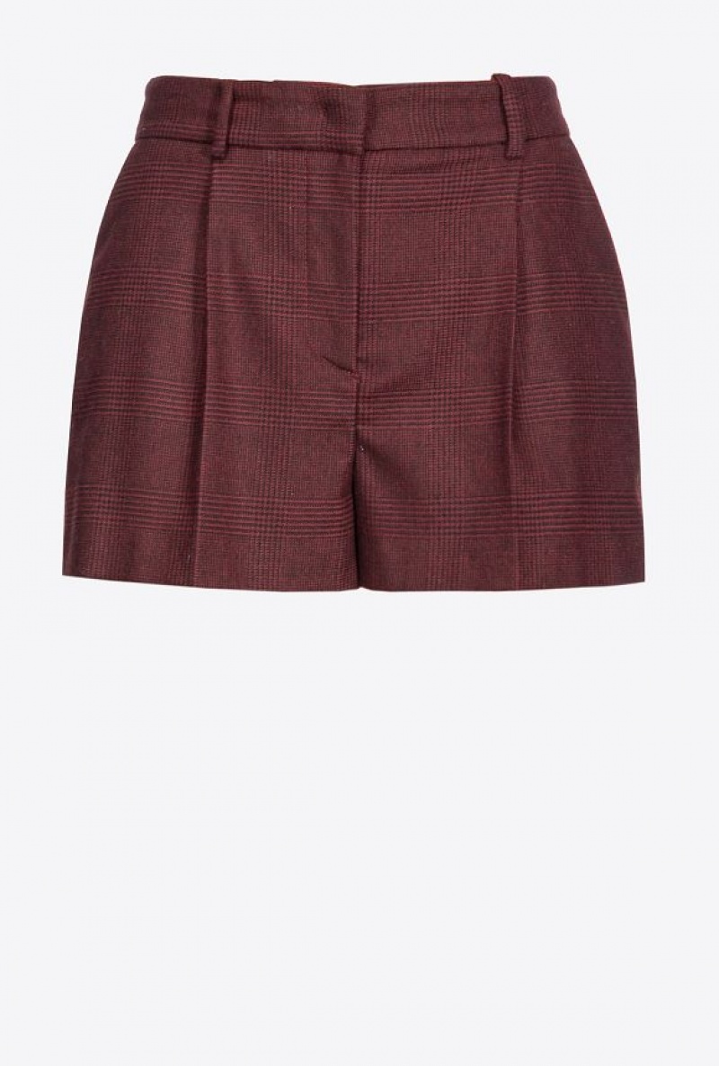 Pinko Prince-of-wales Flannel Shorts Vínové Černé | SN-PKO33737
