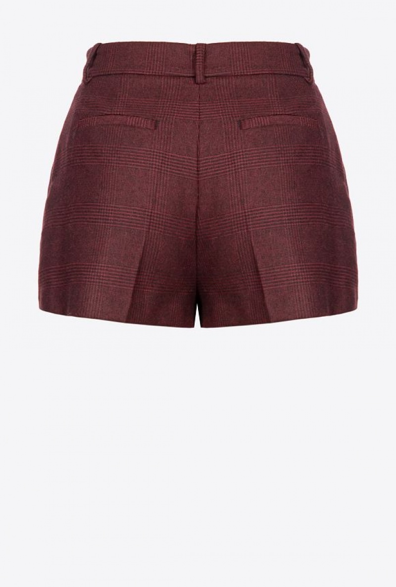 Pinko Prince-of-wales Flannel Shorts Vínové Černé | SN-PKO33737