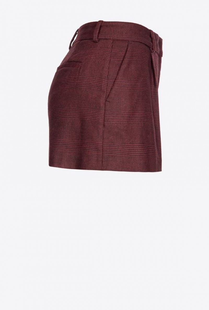 Pinko Prince-of-wales Flannel Shorts Vínové Černé | SN-PKO33880