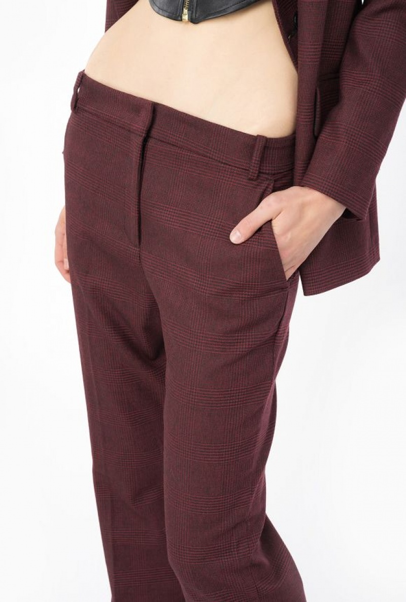 Pinko Prince-of-wales Flannel Trousers Vínové Černé | SN-PKO33797