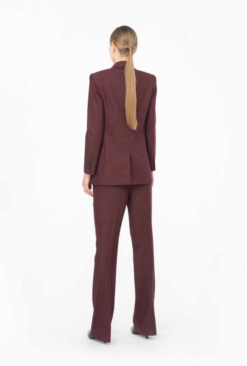 Pinko Prince-of-wales Flannel Trousers Vínové Černé | SN-PKO33797