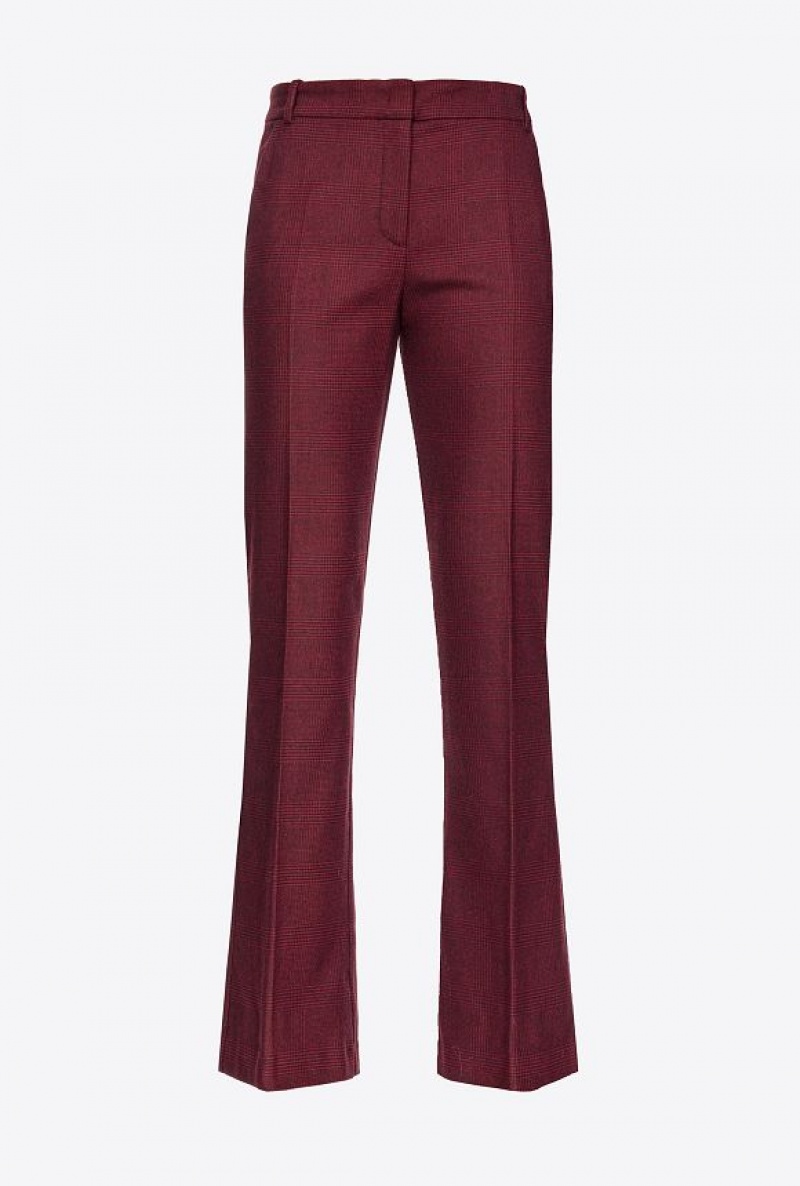 Pinko Prince-of-wales Flannel Trousers Vínové Černé | SN-PKO33797