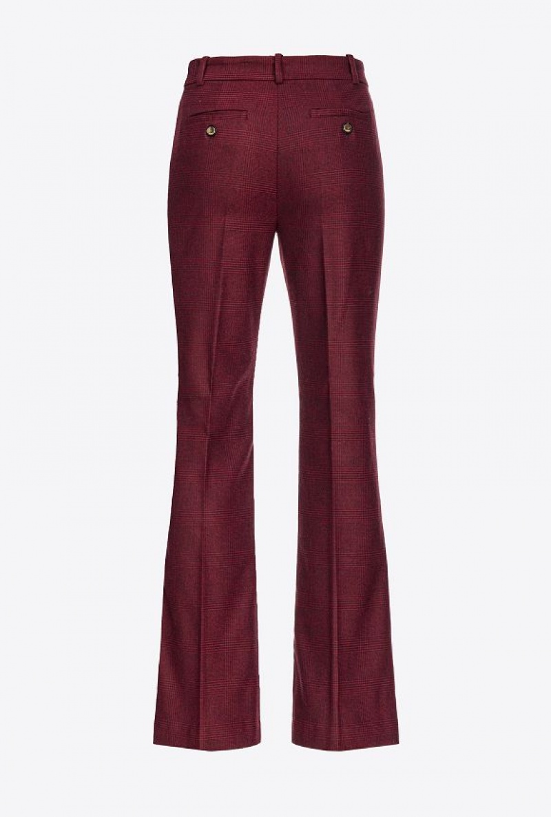 Pinko Prince-of-wales Flannel Trousers Vínové Černé | SN-PKO33797