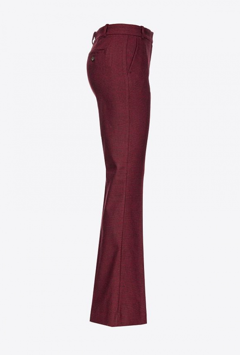 Pinko Prince-of-wales Flannel Trousers Vínové Černé | SN-PKO33797