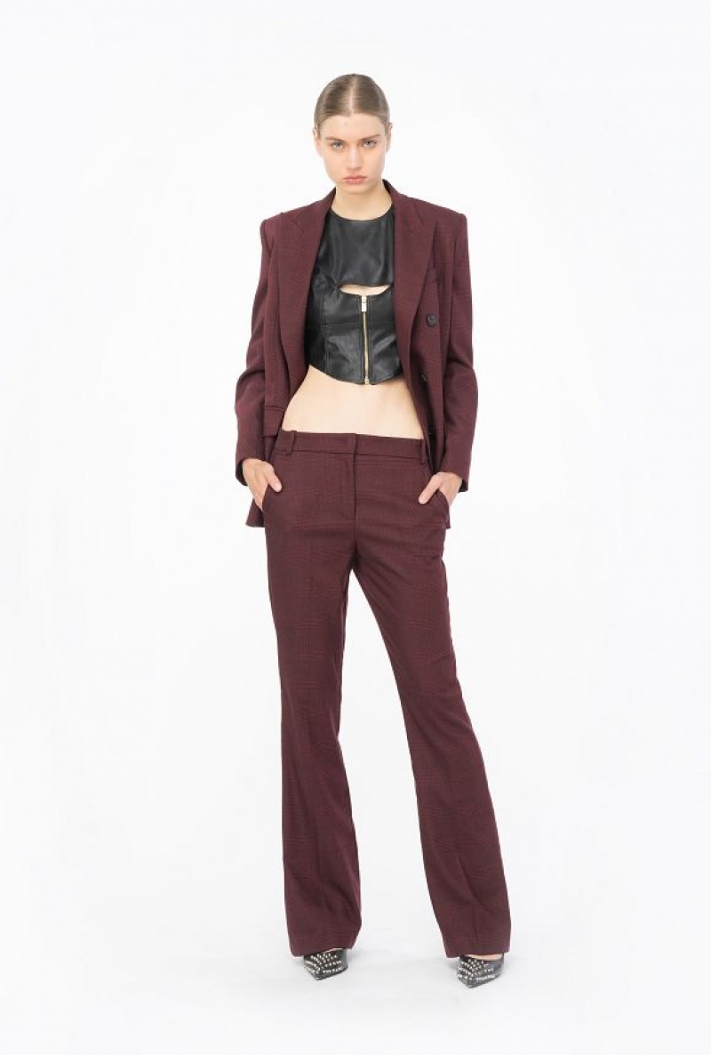 Pinko Prince-of-wales Flannel Trousers Vínové Černé | SN-PKO33797