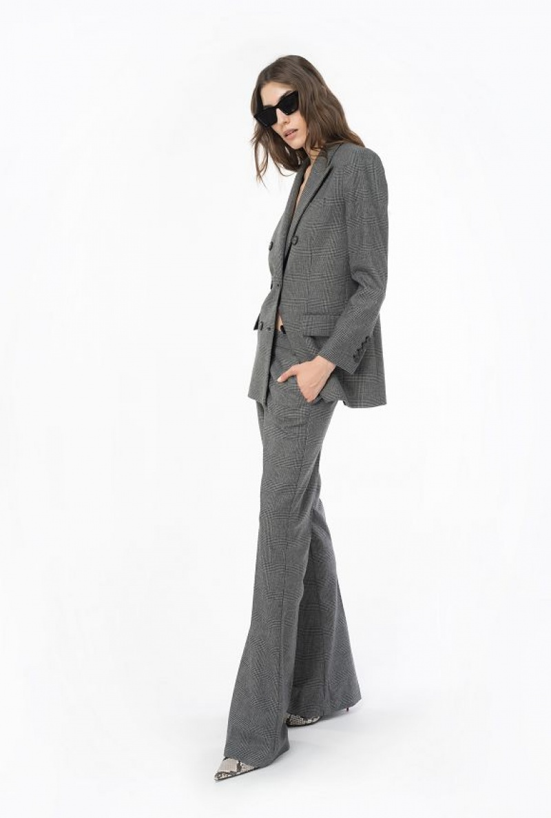 Pinko Prince-of-wales Flannel Trousers Šedé Černé | SN-PKO33778