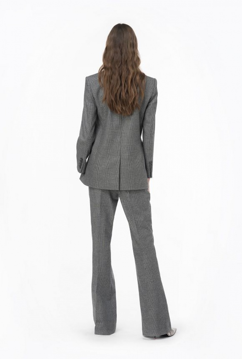 Pinko Prince-of-wales Flannel Trousers Šedé Černé | SN-PKO33778