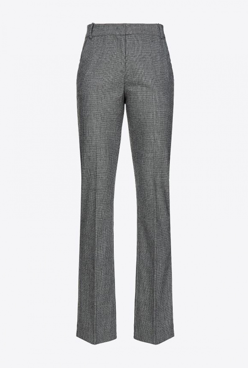 Pinko Prince-of-wales Flannel Trousers Šedé Černé | SN-PKO33778