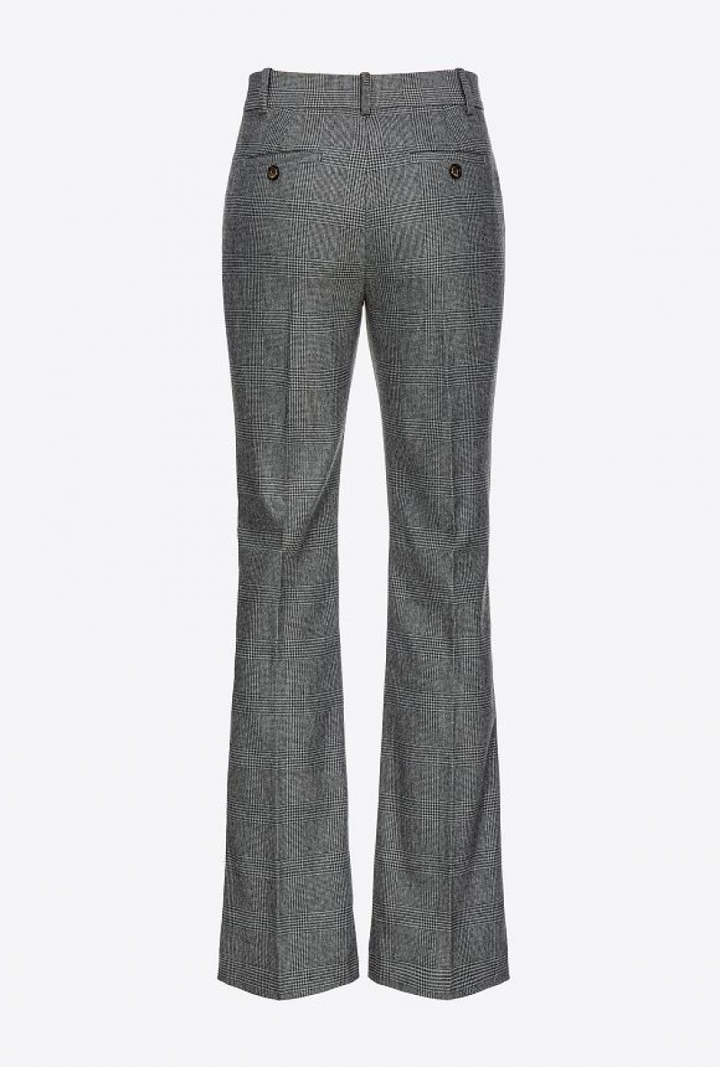 Pinko Prince-of-wales Flannel Trousers Šedé Černé | SN-PKO33778