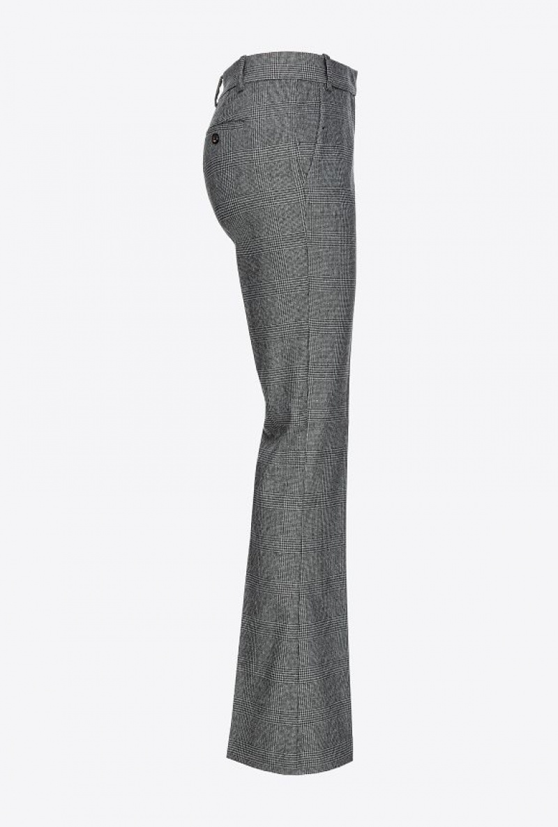 Pinko Prince-of-wales Flannel Trousers Šedé Černé | SN-PKO33778