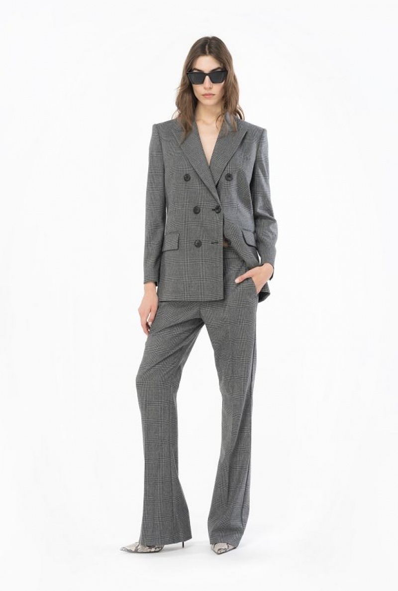 Pinko Prince-of-wales Flannel Trousers Šedé Černé | SN-PKO33778