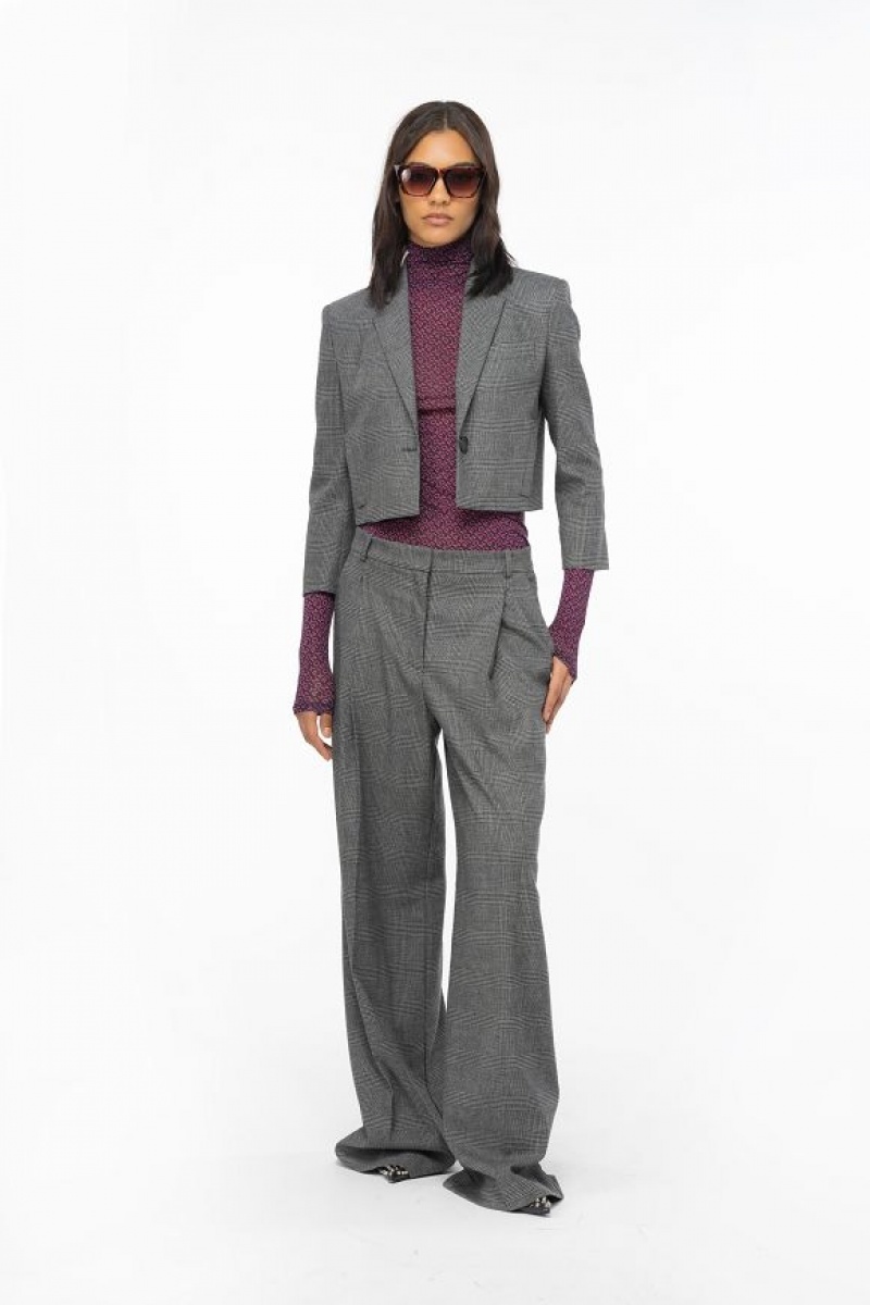 Pinko Prince-of-wales Spencer Jacket Šedé Černé | SN-PKO33911