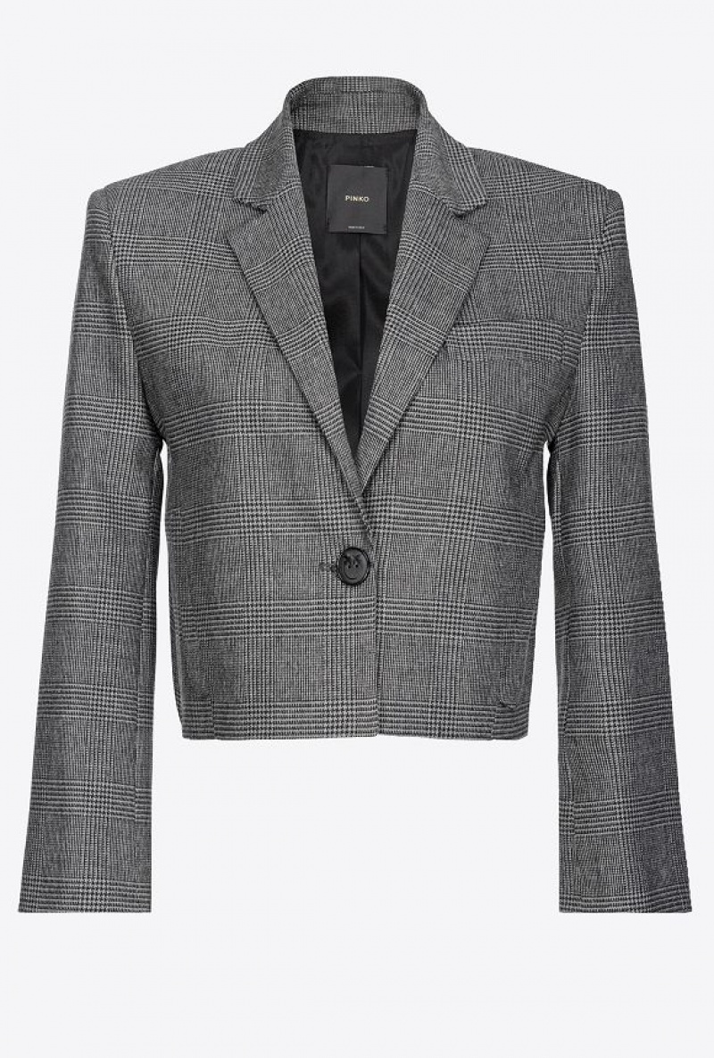 Pinko Prince-of-wales Spencer Jacket Šedé Černé | SN-PKO33911