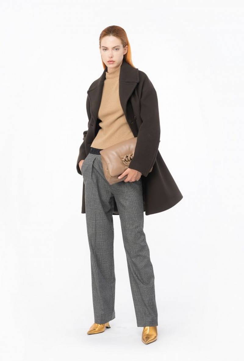 Pinko Prince-of-wales Trousers With Elasticated Pasem Šedé Černé | SN-PKO33783