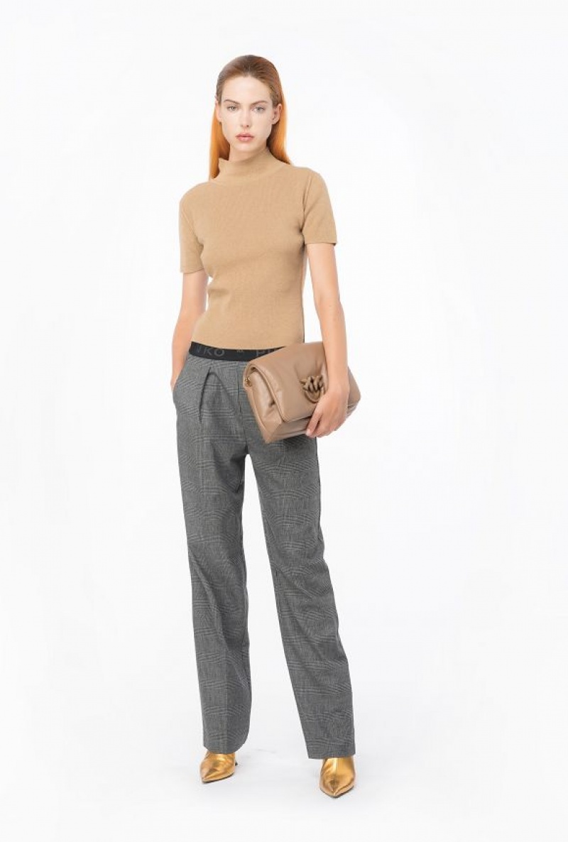 Pinko Prince-of-wales Trousers With Elasticated Pasem Šedé Černé | SN-PKO33907