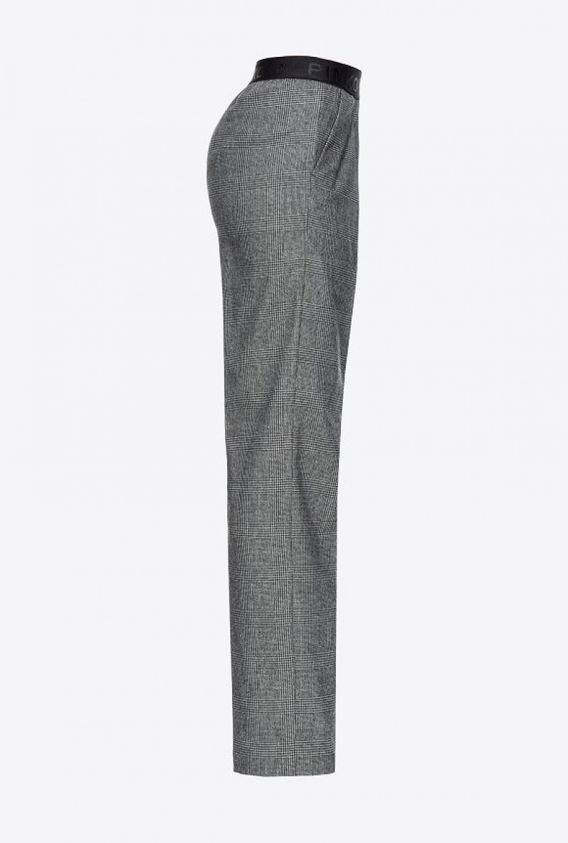 Pinko Prince-of-wales Trousers With Elasticated Pasem Šedé Černé | SN-PKO33907