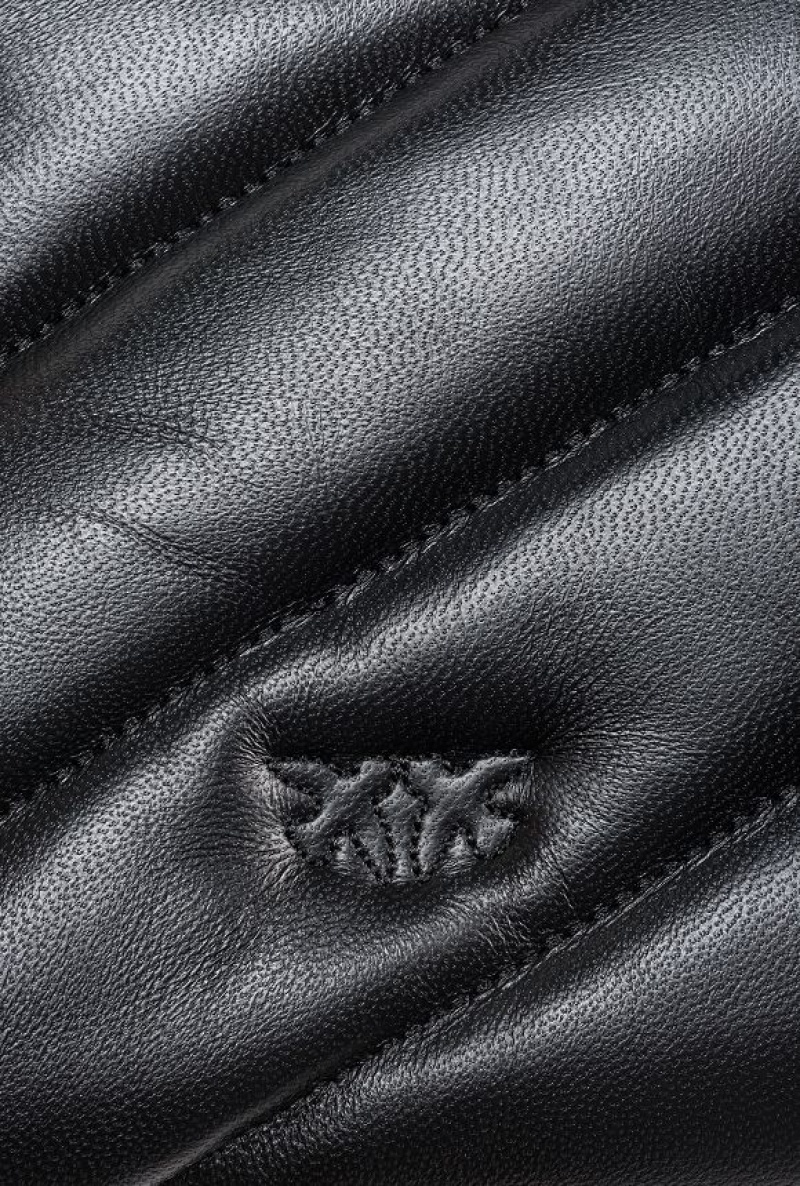 Pinko Prošívaný Nappa Læder Byty Bag Černé Zlaté | SN-PKO32697