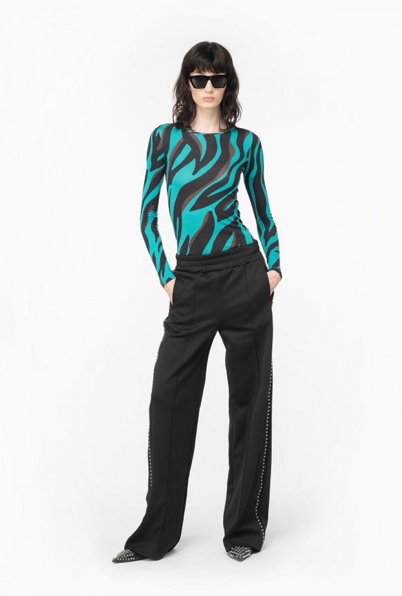 Pinko Psychedelic Animal-print Svetrové Zelene Černé Vínové | SN-PKO33293