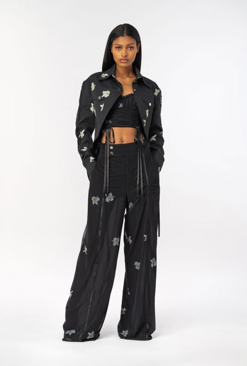 Pinko Reimagine Orchid-print Jacket By Patrick Mcdowell Černé Bílé | SN-PKO33595