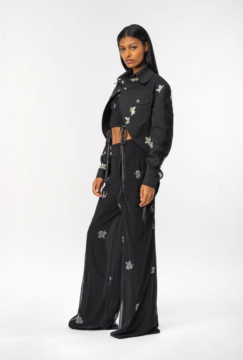 Pinko Reimagine Orchid-print Jacket By Patrick Mcdowell Černé Bílé | SN-PKO33595