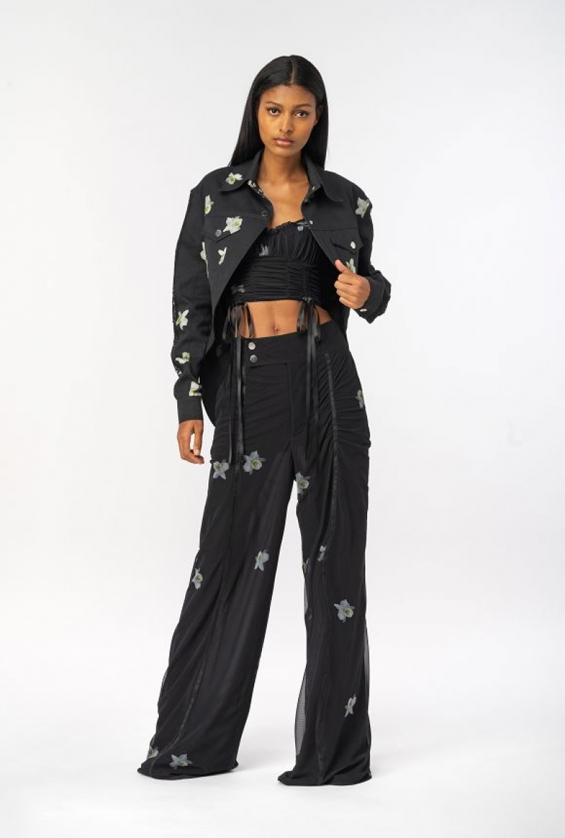 Pinko Reimagine Orchid-print Jacket By Patrick Mcdowell Černé Bílé | SN-PKO33595