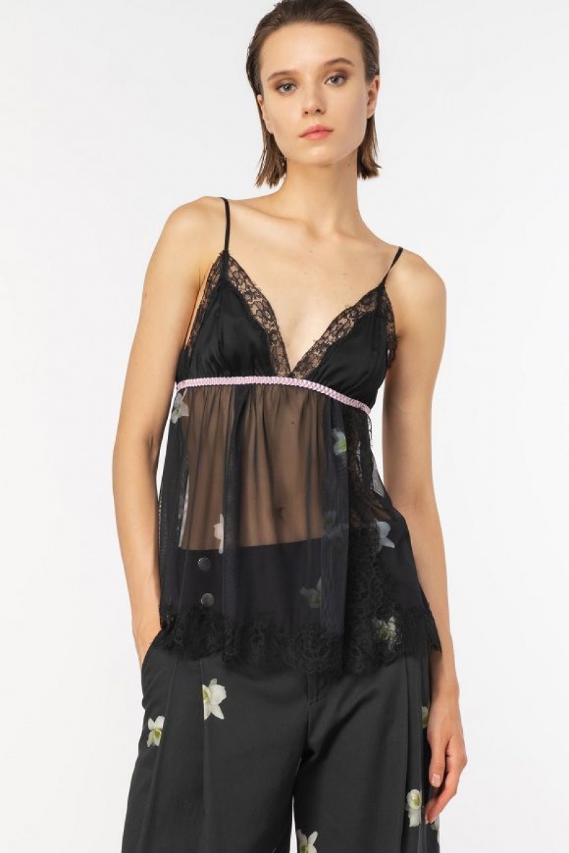 Pinko Reimagine Orchid-print Široké-leg Trousers By Patrick Mcdowell Černé Bílé | SN-PKO33729