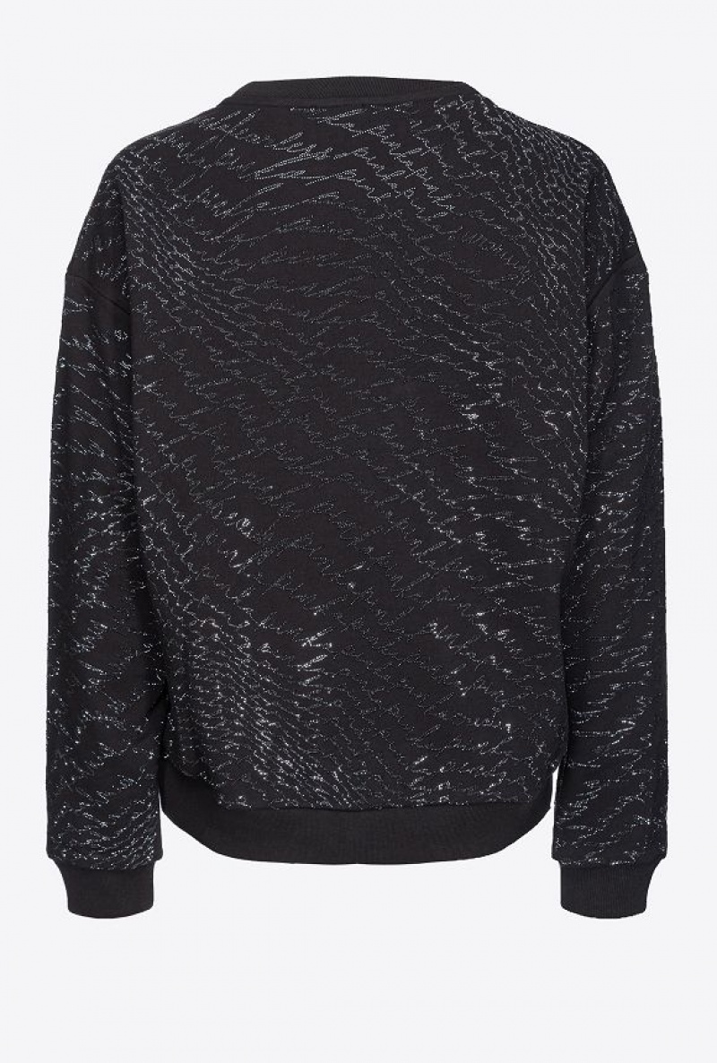Pinko Rhinestoned Sweatshirt With Fluid Logo Černé | SN-PKO33426