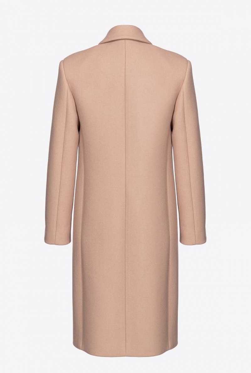 Pinko Rovný-cut Cloth Coat Béžový Hnědé | SN-PKO33629