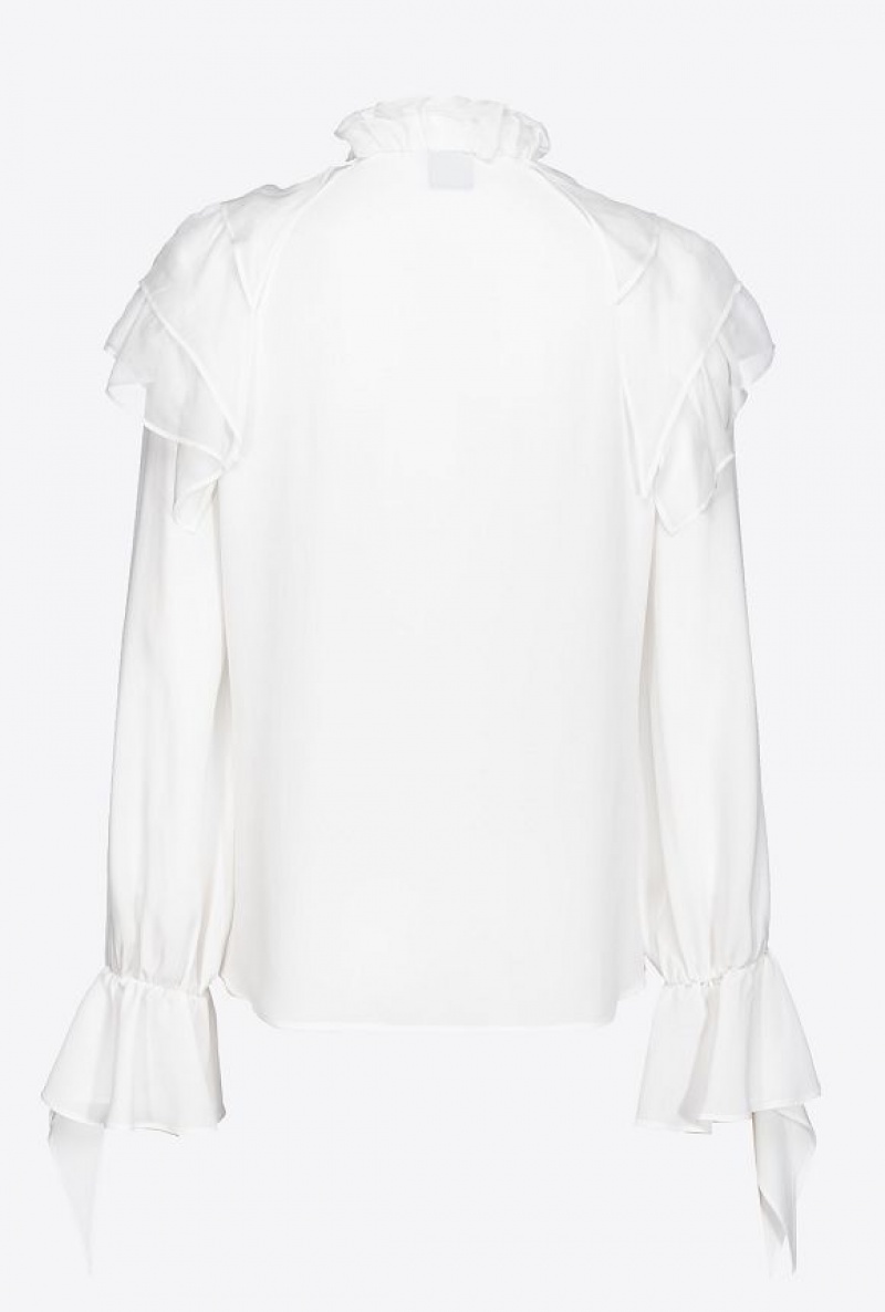 Pinko Ruffled Shirt Bílé | SN-PKO33180