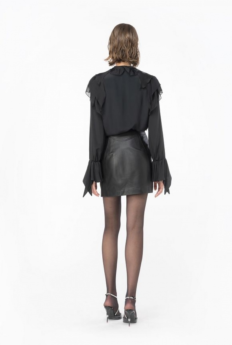 Pinko Ruffled Shirt Černé | SN-PKO33181